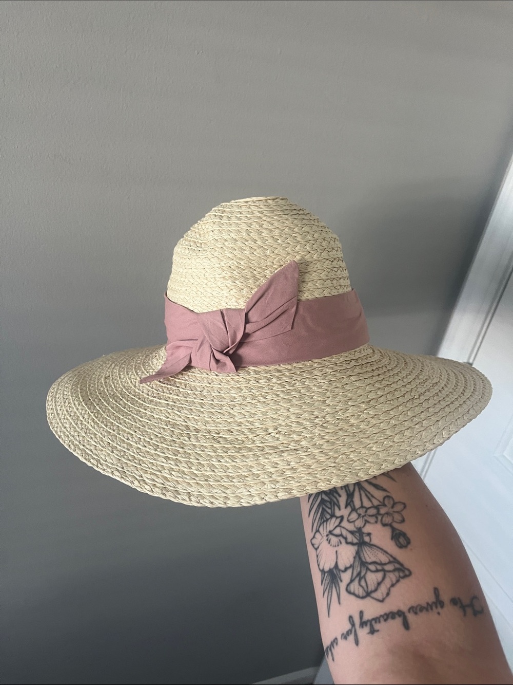 Lauren Conrad Straw Sun Hat with Pink Band